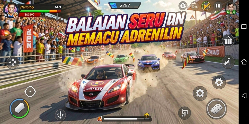 Tampilan gameplay <strong>2757</strong> yang mendebarkan dan penuh aksi balapan.