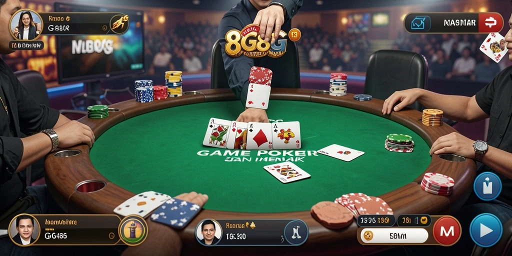 Tampilan gameplay Poker yang seru dan interaktif di 8G8G.