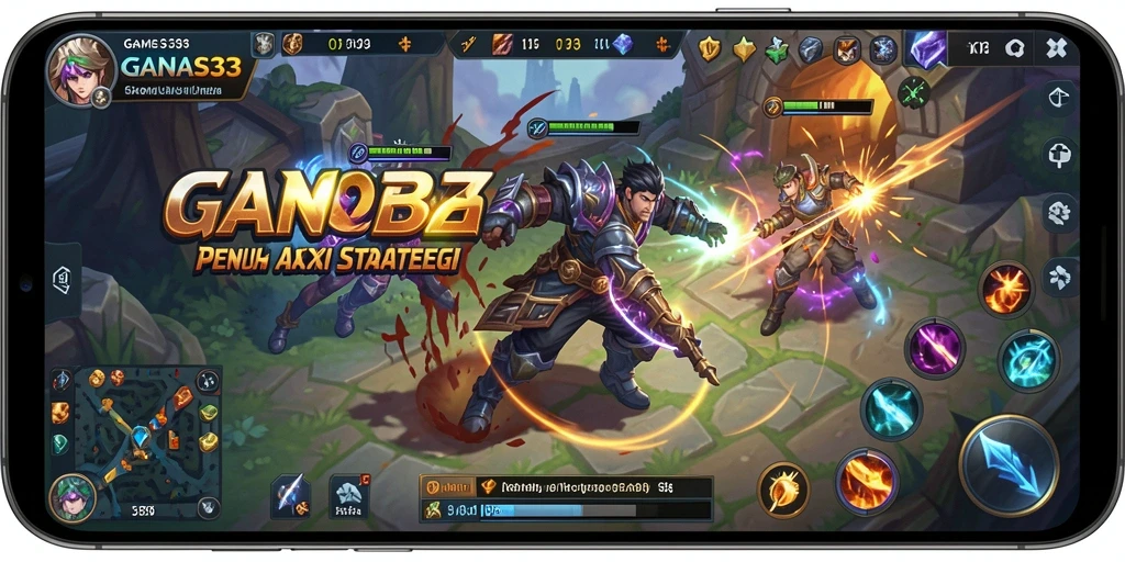 Screenshot gameplay GANAS33 menunjukkan aksi seru dalam pertarungan tim.