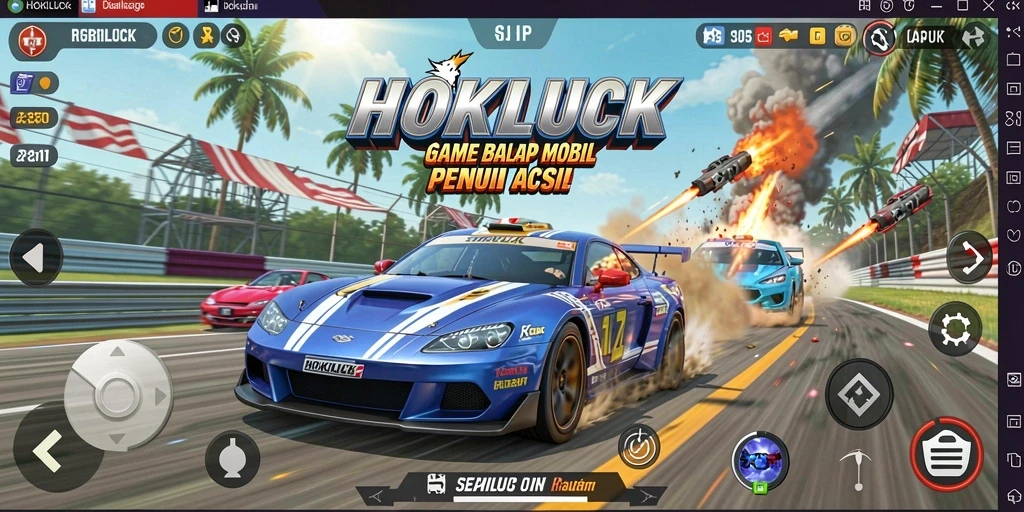 Tampilan seru gameplay balap mobil HOKILUCK.