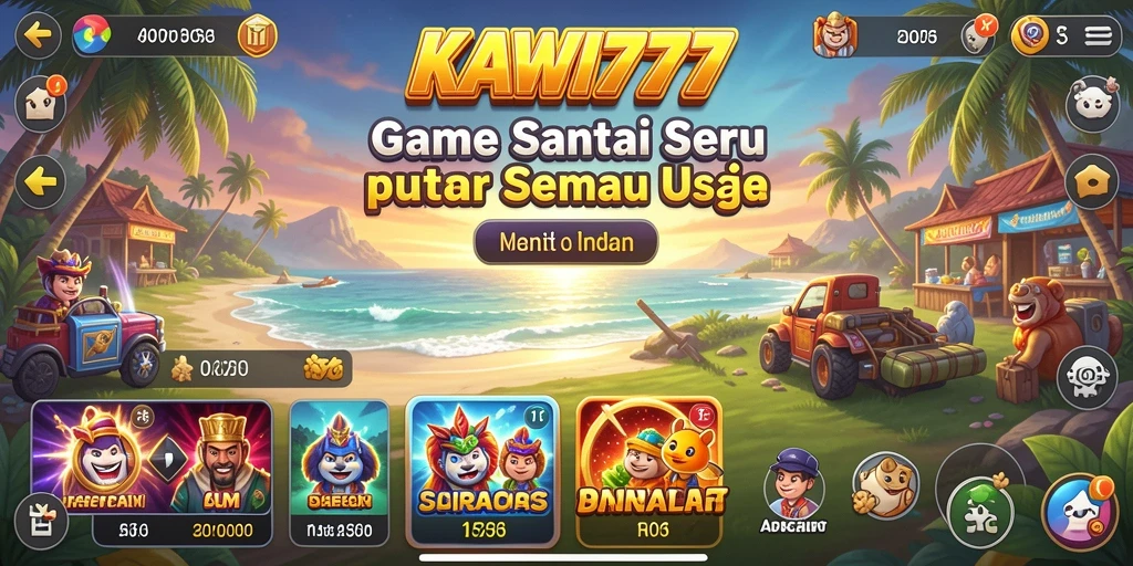 Screenshot dari gameplay KAWI777 yang penuh warna dan seru.