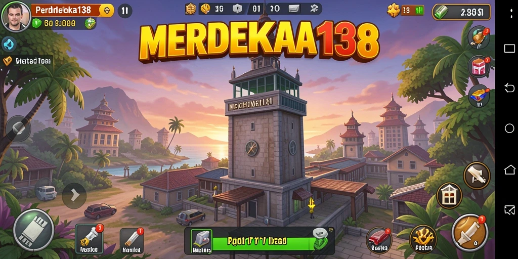 Tampilan gameplay <strong>MERDEKA138</strong> yang menegangkan dan strategis di arena pertahanan.