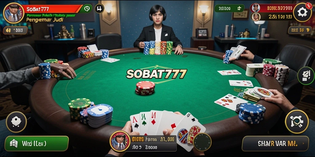 Tangkapan layar utama SOBAT777 menampilkan suasana permainan Poker yang seru.