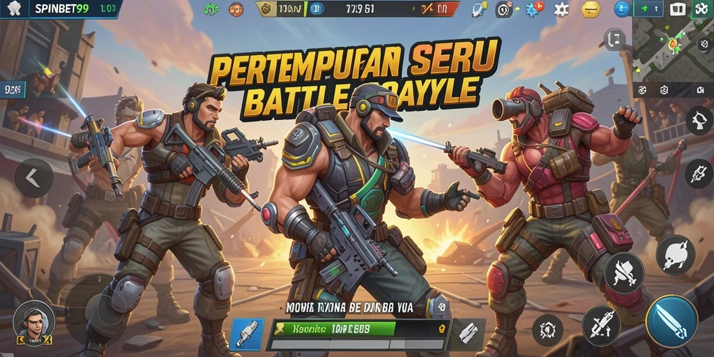 Tangkapan layar gameplay SPINBET99 yang menunjukkan aksi Battle Royale yang mendebarkan.