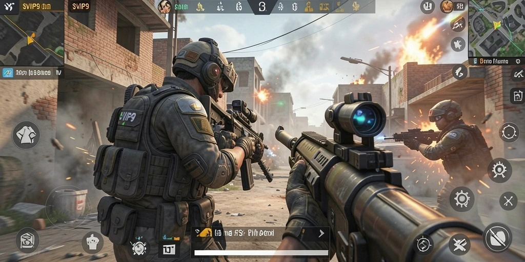 Tangkapan layar gameplay SVIP9 yang penuh aksi dan intens.