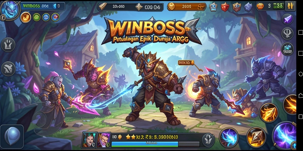 Tampilan gameplay mendebarkan dalam <strong>WINBOSS</strong>, menampilkan aksi seru di dunia ARPG.