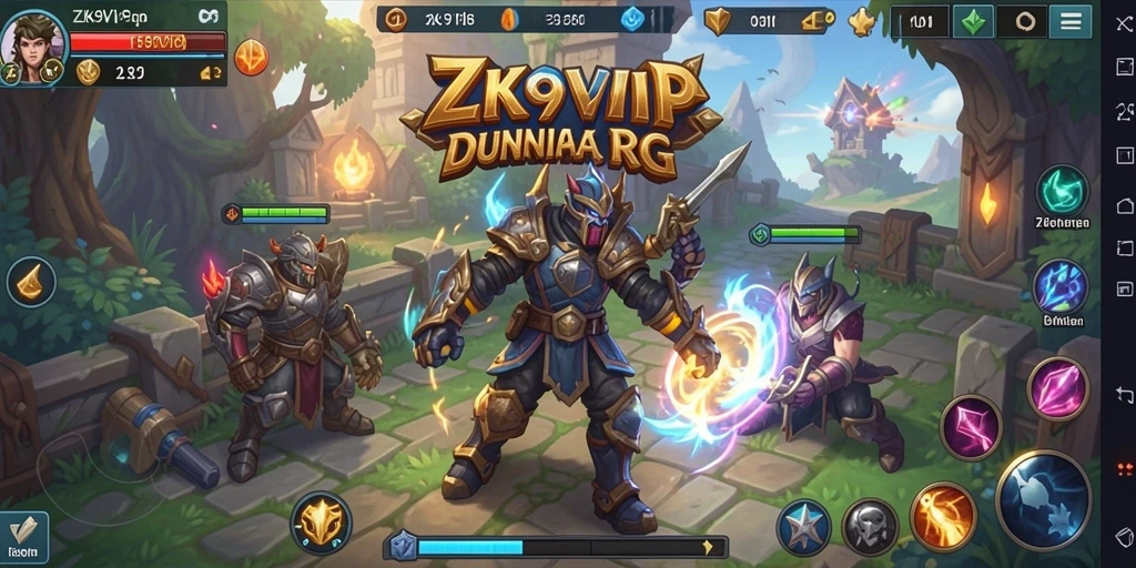Screenshot gameplay RPG ZK9VIP yang menampilkan pertempuran seru.